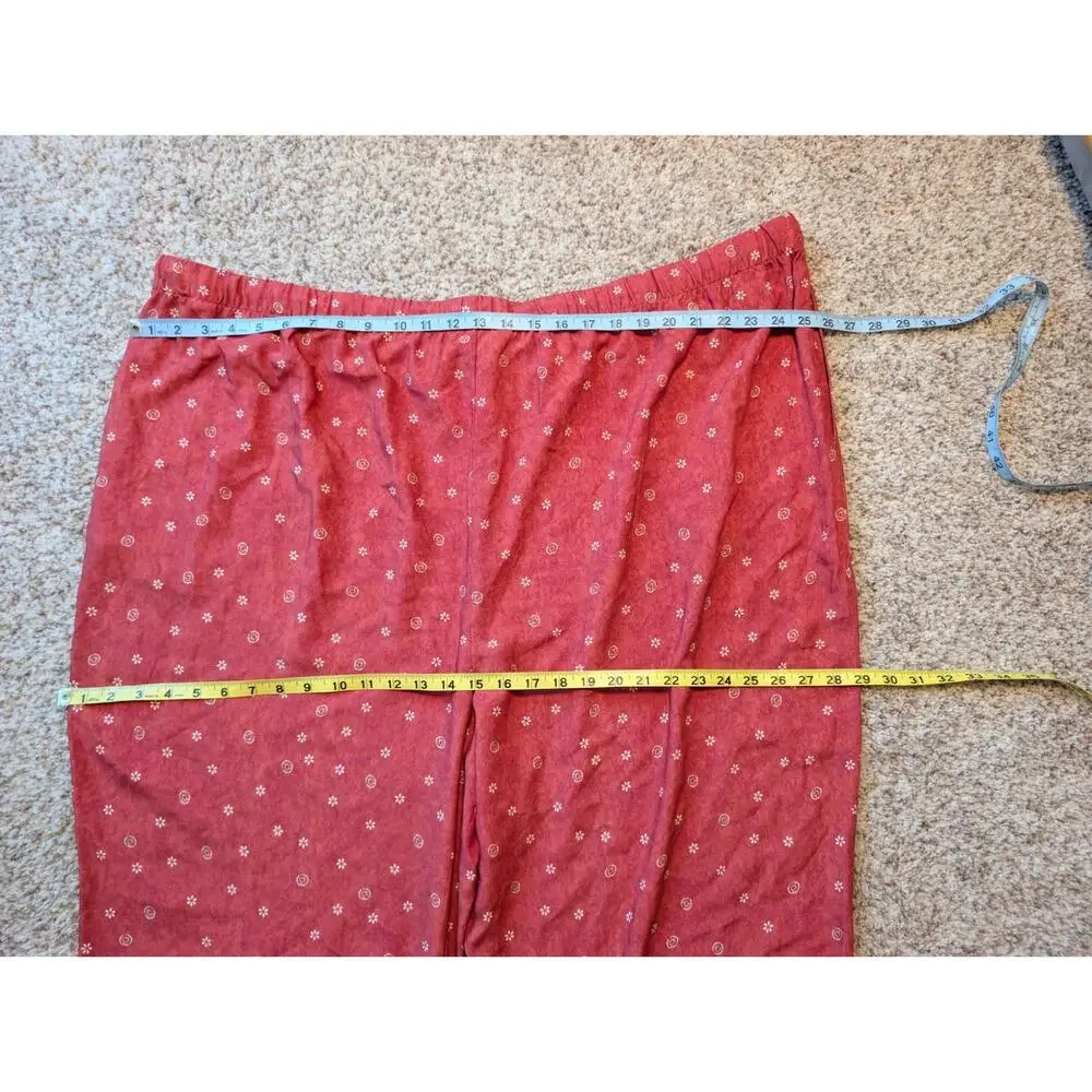 Coldwater Creek PJ Pants 3X Pink Floral Wide Leg Ankle Rayon Drawstring